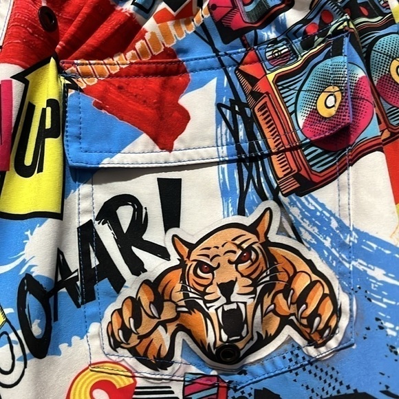 Bang Men SUPER POP RESORT SHORTS Retro 90’s Y2K Zip Pockets Size Medium Beachy - Picture 10 of 13